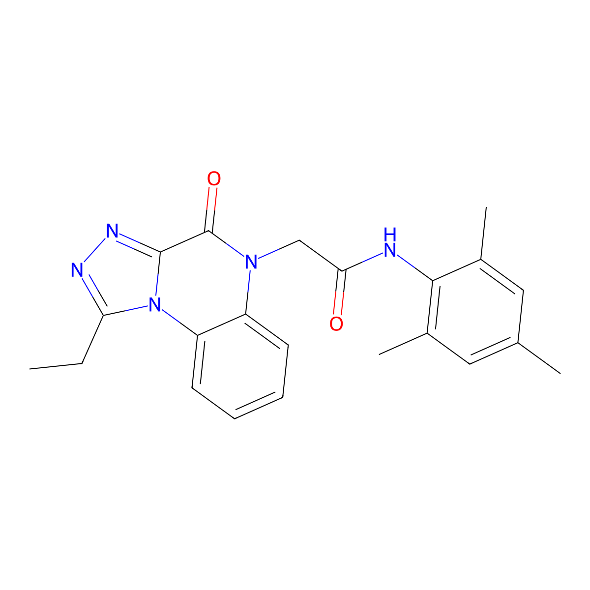 2-(1-ethyl-4-oxo-[1,2,4]triazolo[4,3-a]quinoxalin-5(4H)-yl)-N-mesitylacetamide molecular structure, CAS 1358415-25-4