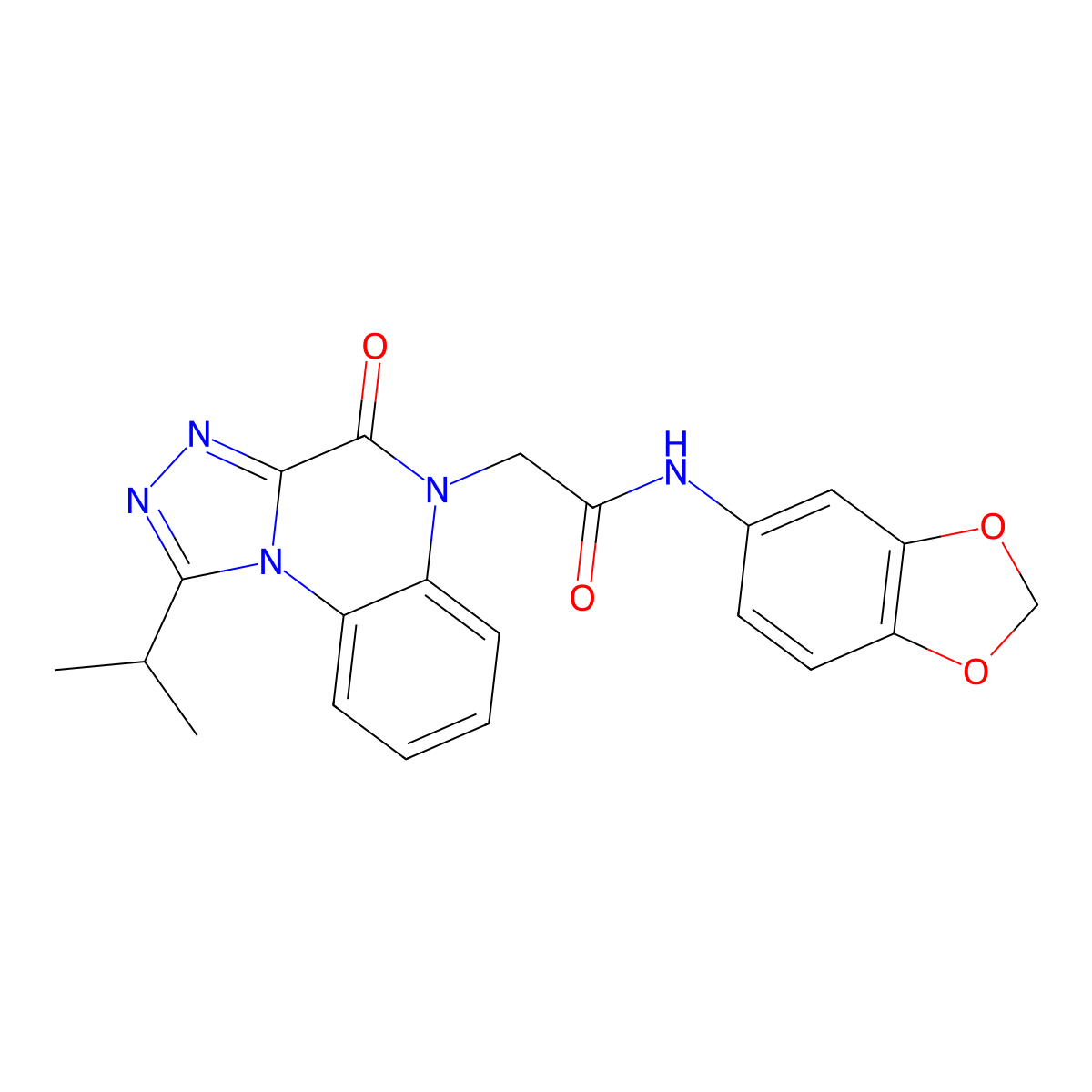 N-(benzo[d][1,3]dioxol-5-yl)-2-(1-isopropyl-4-oxo-[1,2,4]triazolo[4,3-a]quinoxalin-5(4H)-yl)acetamide molecular structure, CAS 1358415-66-3