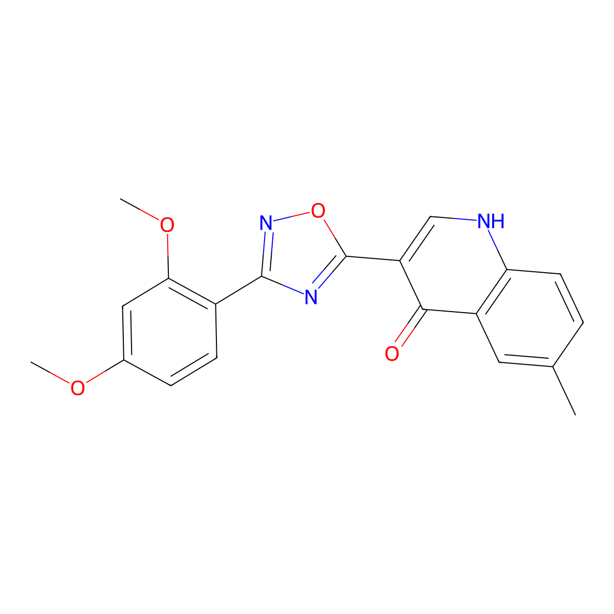 3-(3-(2,4-dimethoxyphenyl)-1,2,4-oxadiazol-5-yl)-6-methylquinolin-4(1H)-one molecular structure, CAS 1358417-04-5