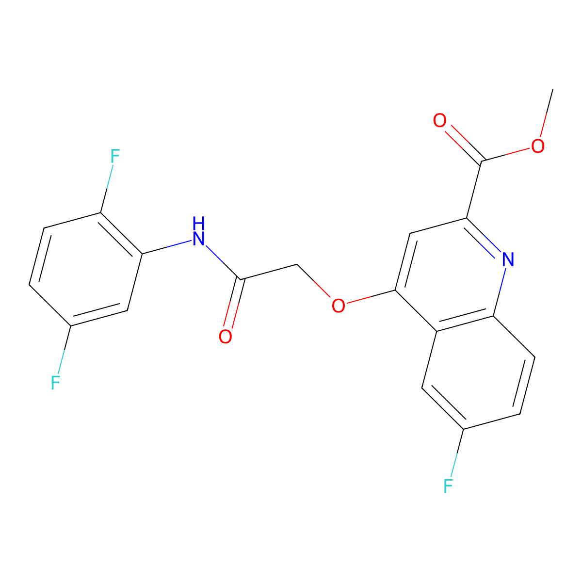 Methyl 4-{[(2,5-difluorophenyl)carbamoyl]methoxy}-6-fluoroquinoline-2-carboxylate molecular structure, CAS 1358417-29-4