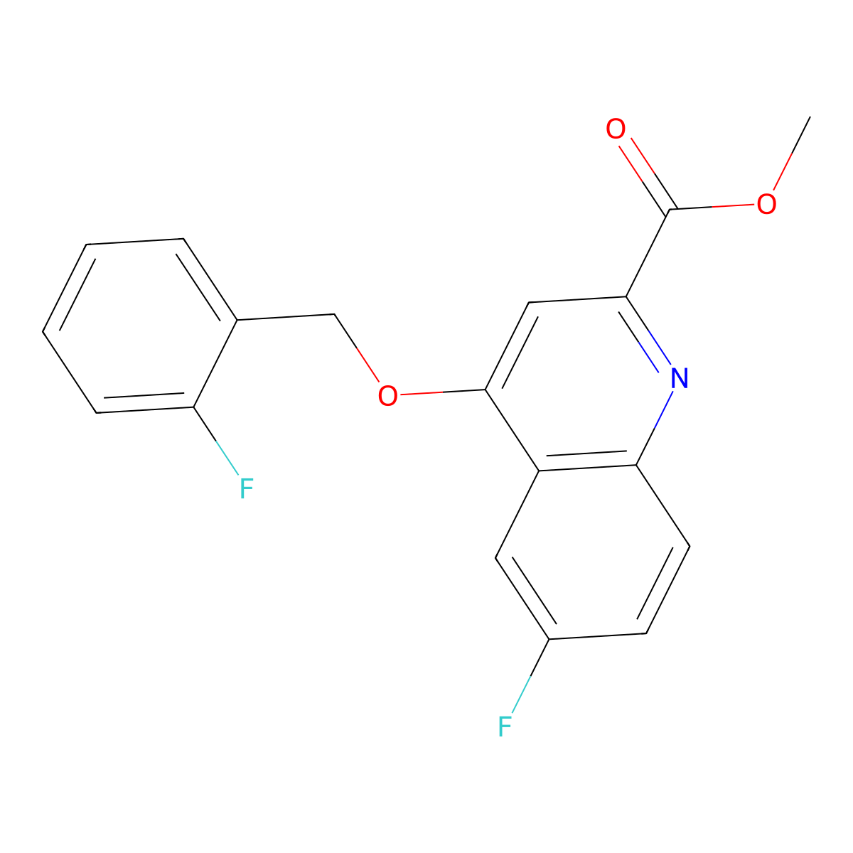Methyl 6-fluoro-4-[(2-fluorophenyl)methoxy]quinoline-2-carboxylate molecular structure, CAS 1358417-49-8