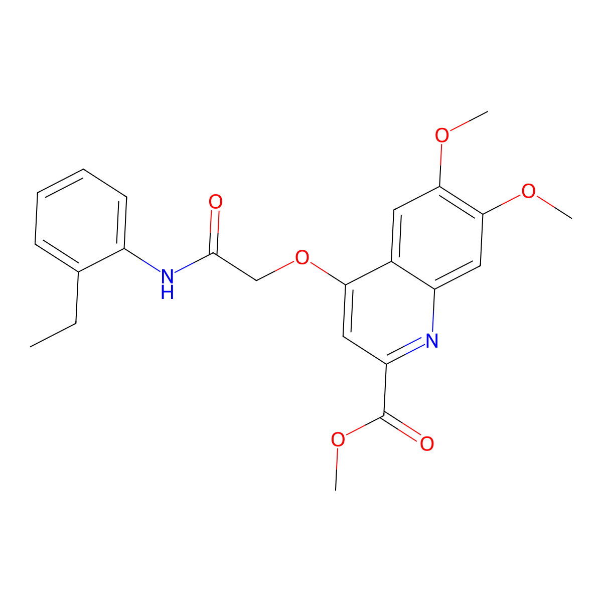 Methyl 4-{[(2-ethylphenyl)carbamoyl]methoxy}-6,7-dimethoxyquinoline-2-carboxylate molecular structure, CAS 1358418-51-5