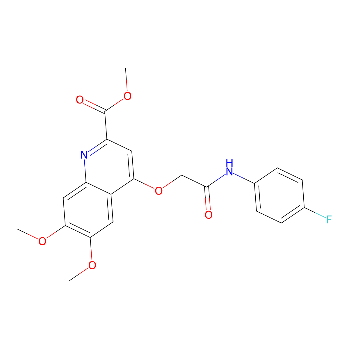 Methyl 4-{[(4-fluorophenyl)carbamoyl]methoxy}-6,7-dimethoxyquinoline-2-carboxylate molecular structure, CAS 1358418-64-0