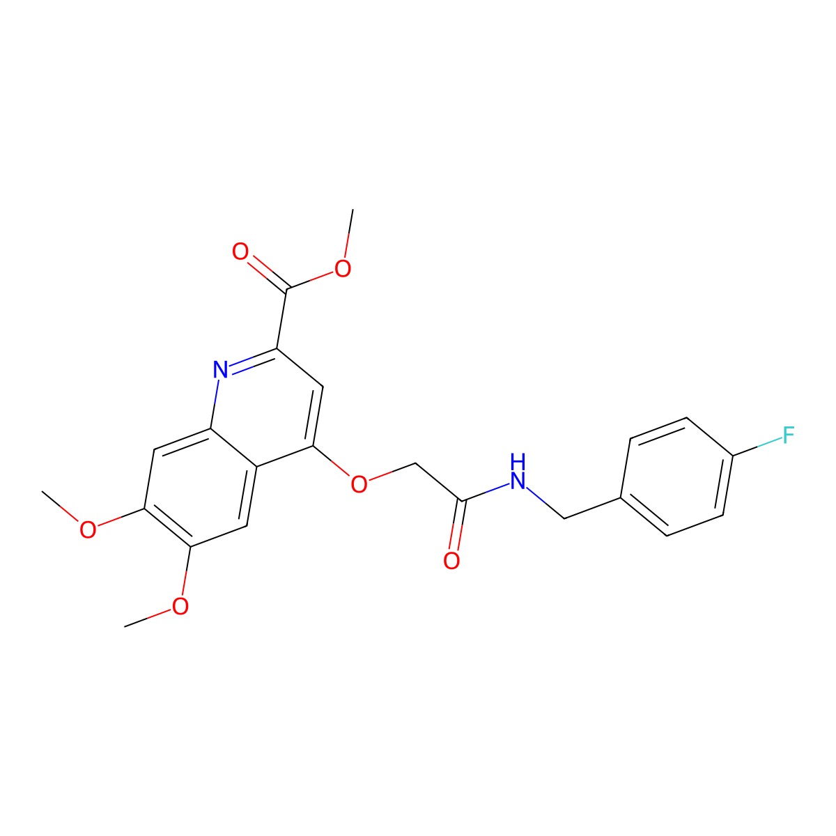 Methyl 4-({[(4-fluorophenyl)methyl]carbamoyl}methoxy)-6,7-dimethoxyquinoline-2-carboxylate molecular structure, CAS 1358418-94-6