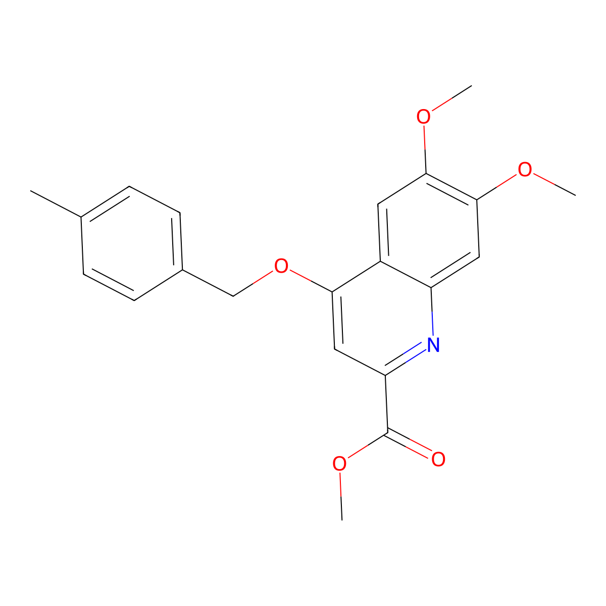 Methyl 6,7-dimethoxy-4-[(4-methylphenyl)methoxy]quinoline-2-carboxylate molecular structure, CAS 1358419-26-7