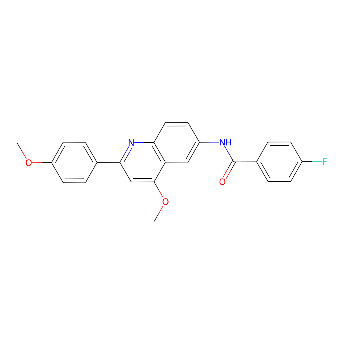 4-fluoro-N-[4-methoxy-2-(4-methoxyphenyl)quinolin-6-yl]benzamide molecular structure, CAS 1358422-21-5
