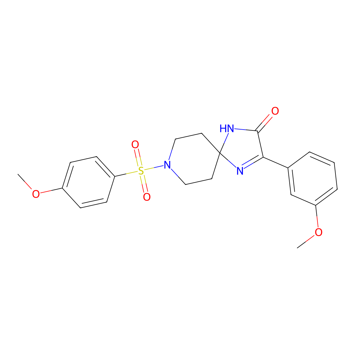 3-(3-Methoxyphenyl)-8-((4-methoxyphenyl)sulfonyl)-1,4,8-triazaspiro[4.5]dec-3-en-2-one molecular structure, CAS 1358423-97-8