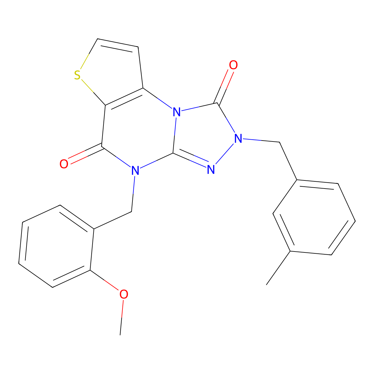 4-(2-methoxybenzyl)-2-(3-methylbenzyl)thieno[2,3-e][1,2,4]triazolo[4,3-a]pyrimidine-1,5(2H,4H)-dione molecular structure, CAS 1358428-90-6