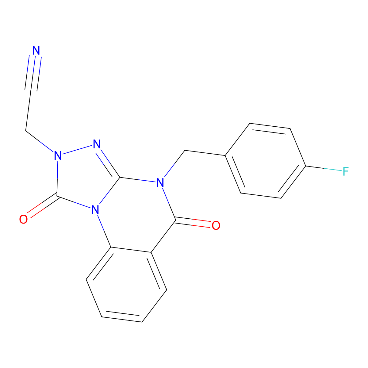 2-{4-[(4-fluorophenyl)methyl]-1,5-dioxo-1H,2H,4H,5H-[1,2,4]triazolo[4,3-a]quinazolin-2-yl}acetonitrile molecular structure, CAS 1358435-76-3
