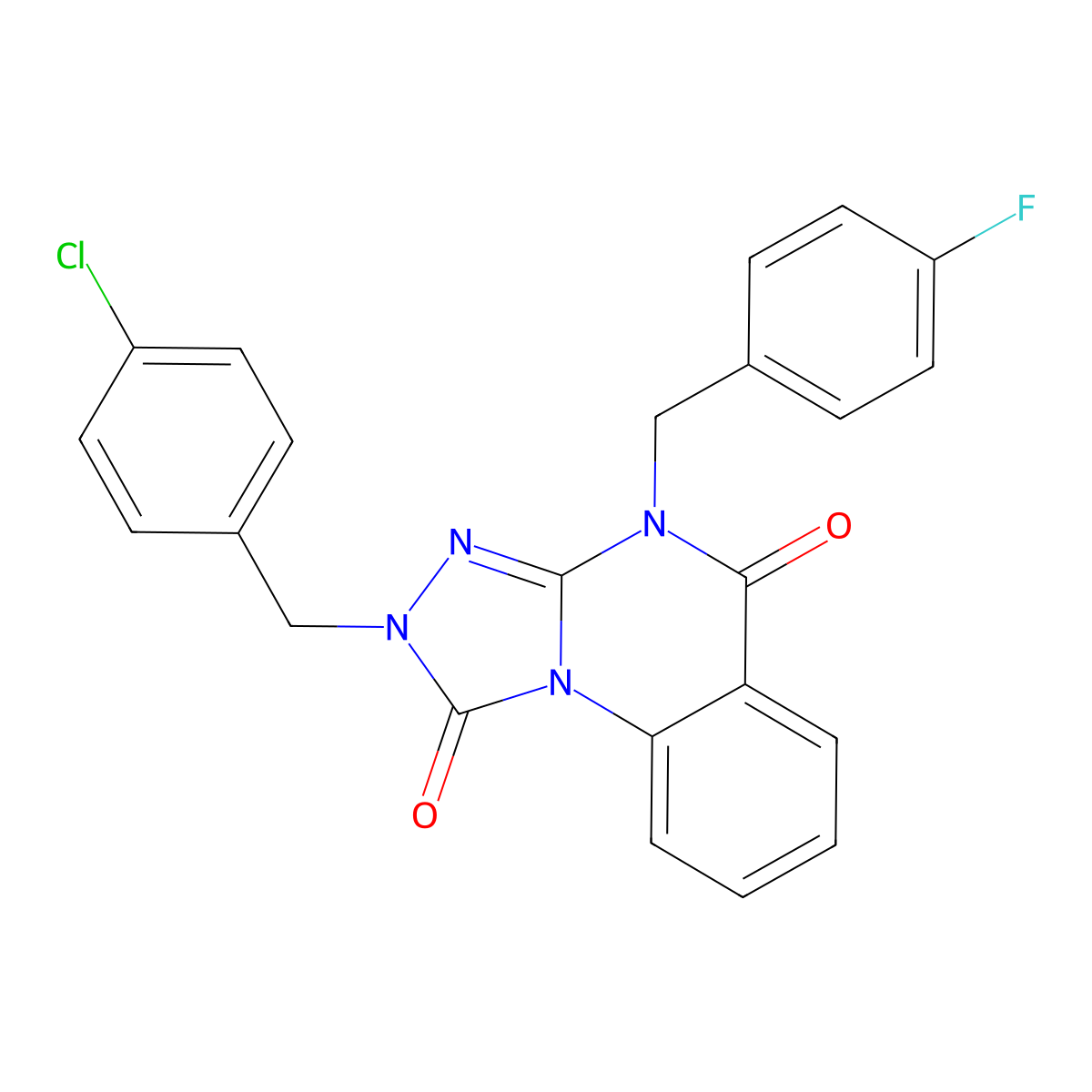 2-(4-Chlorobenzyl)-4-(4-fluorobenzyl)-2,4-dihydro[1,2,4]triazolo[4,3-a]quinazoline-1,5-dione molecular structure, CAS 1358435-86-5