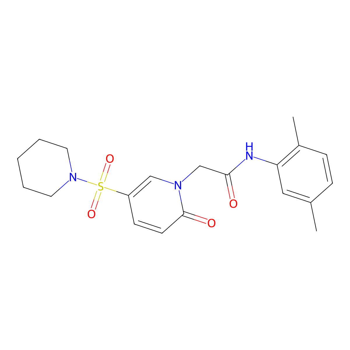 N-(2,5-dimethylphenyl)-2-[2-oxo-5-(piperidine-1-sulfonyl)-1,2-dihydropyridin-1-yl]acetamide molecular structure, CAS 1358439-00-5