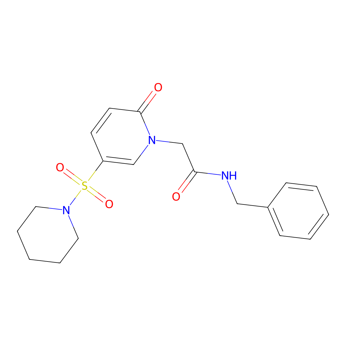 N-benzyl-2-[2-oxo-5-(piperidine-1-sulfonyl)-1,2-dihydropyridin-1-yl]acetamide molecular structure, CAS 1358439-25-4