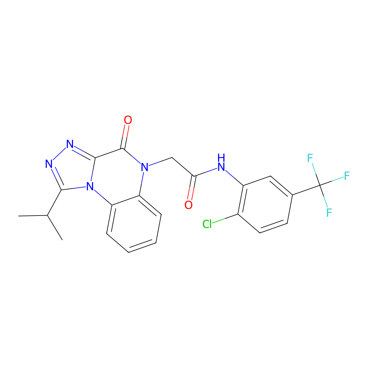 N-(2-chloro-5-(trifluoromethyl)phenyl)-2-(1-isopropyl-4-oxo-[1,2,4]triazolo[4,3-a]quinoxalin-5(4H)-yl)acetamide molecular structure, CAS 1358446-33-9