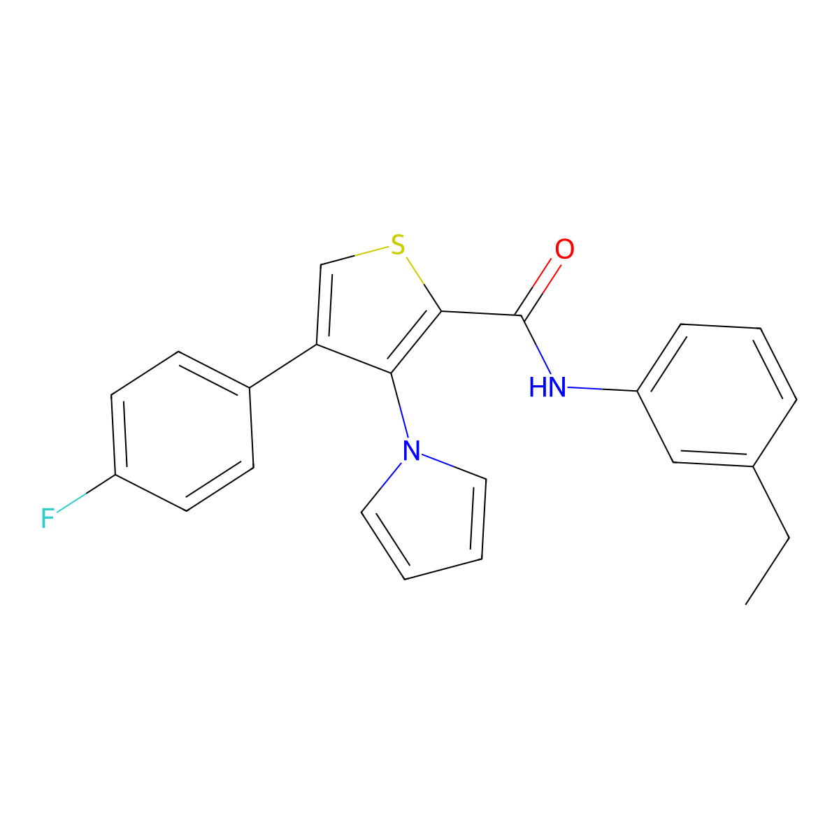 N-(3-ethylphenyl)-4-(4-fluorophenyl)-3-(1H-pyrrol-1-yl)thiophene-2-carboxamide molecular structure, CAS 1358447-28-5