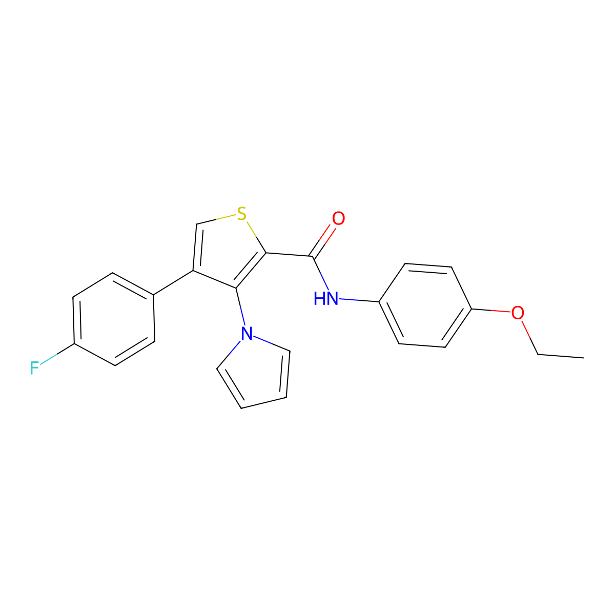 N-(4-ethoxyphenyl)-4-(4-fluorophenyl)-3-(1H-pyrrol-1-yl)thiophene-2-carboxamide molecular structure, CAS 1358447-35-4