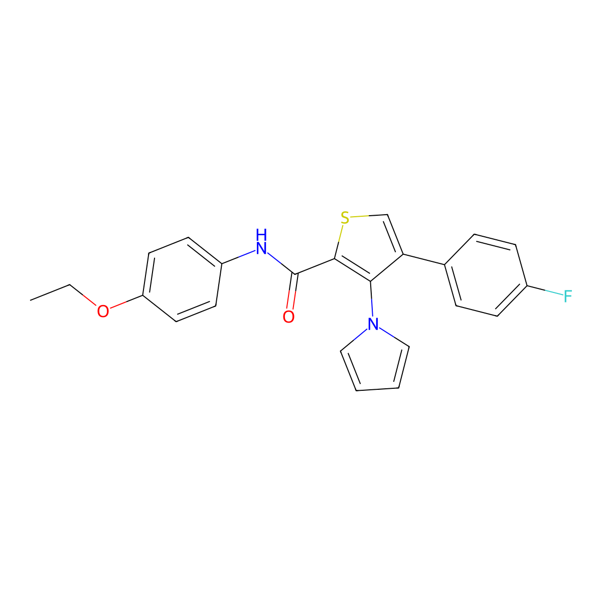 N-(4-ethoxyphenyl)-4-(4-fluorophenyl)-3-(1H-pyrrol-1-yl)thiophene-2-carboxamide molecular structure, CAS 1358447-35-4