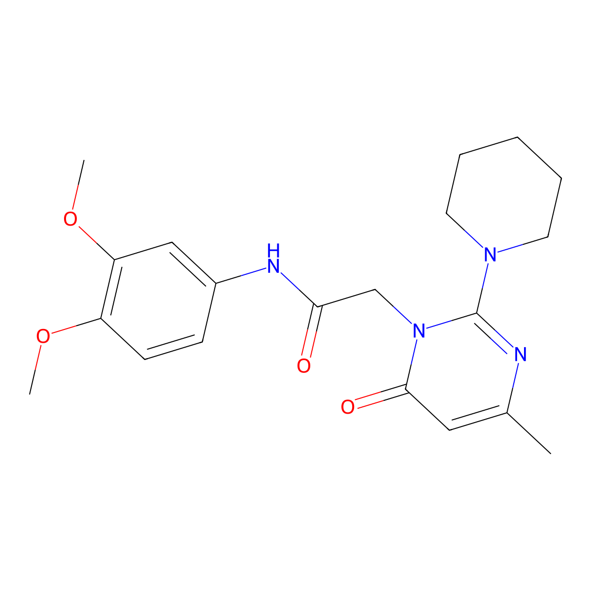 N-(3,4-dimethoxyphenyl)-2-[4-methyl-6-oxo-2-(piperidin-1-yl)-1,6-dihydropyrimidin-1-yl]acetamide molecular structure, CAS 1358447-71-8