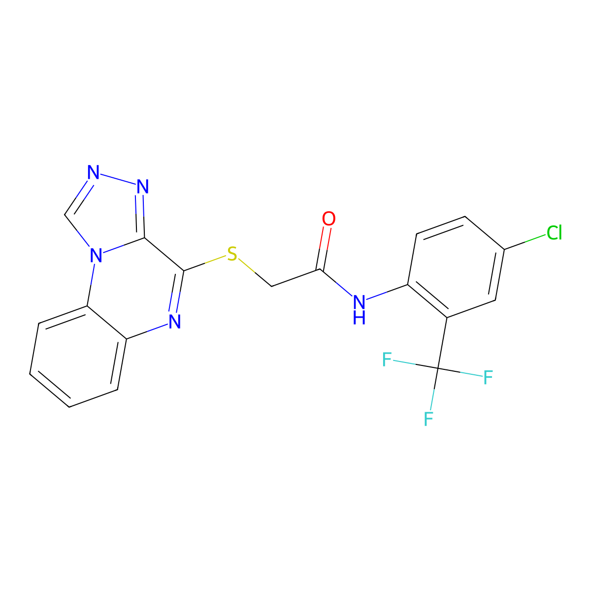 2-([1,2,4]triazolo[4,3-a]quinoxalin-4-ylthio)-N-(4-chloro-2-(trifluoromethyl)phenyl)acetamide molecular structure, CAS 1358450-98-2