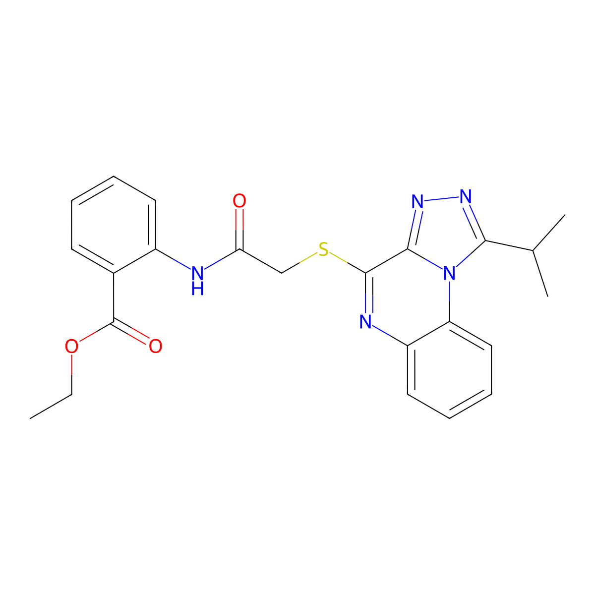 Ethyl 2-({[(1-isopropyl[1,2,4]triazolo[4,3-a]quinoxalin-4-yl)thio]acetyl}amino)benzoate molecular structure, CAS 1358451-05-4