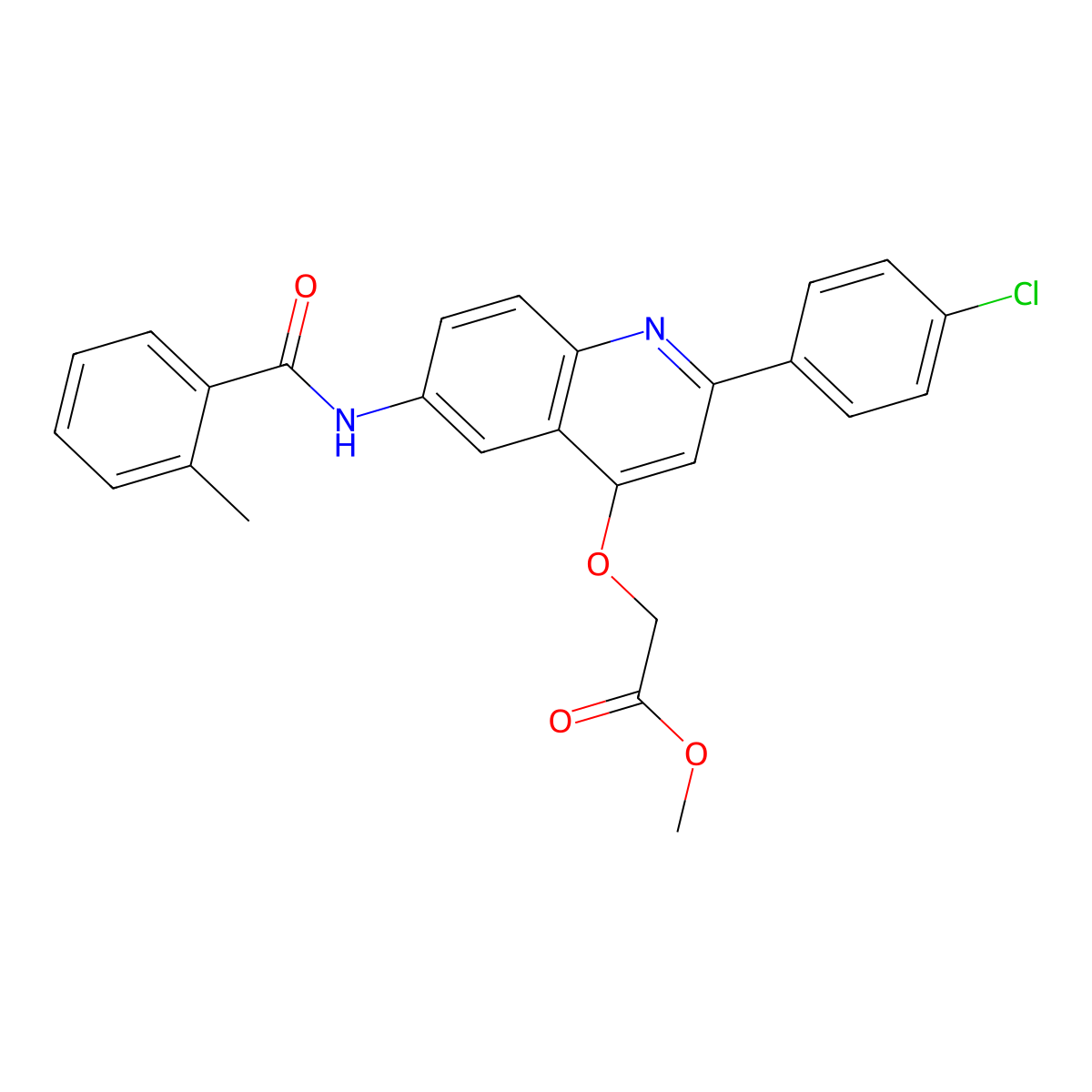 Methyl 2-{[2-(4-chlorophenyl)-6-(2-methylbenzamido)quinolin-4-YL]oxy}acetate molecular structure, CAS 1358452-66-0