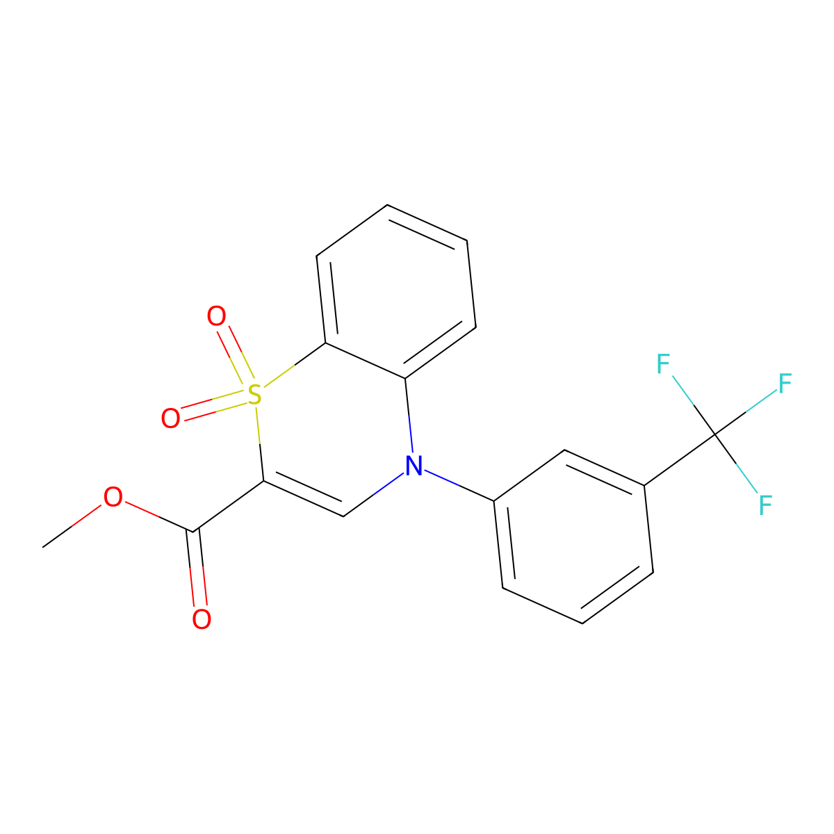 methyl 4-(3-(trifluoromethyl)phenyl)-4H-benzo[b][1,4]thiazine-2-carboxylate 1,1-dioxide molecular structure, CAS 1358469-10-9