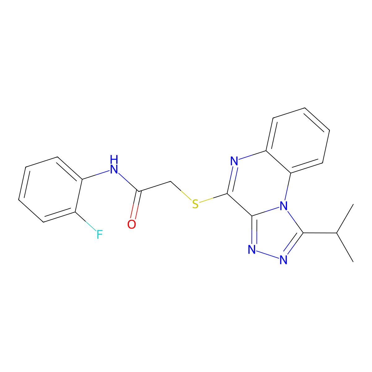 N-(2-fluorophenyl)-2-((1-isopropyl-[1,2,4]triazolo[4,3-a]quinoxalin-4-yl)thio)acetamide molecular structure, CAS 1358475-51-0
