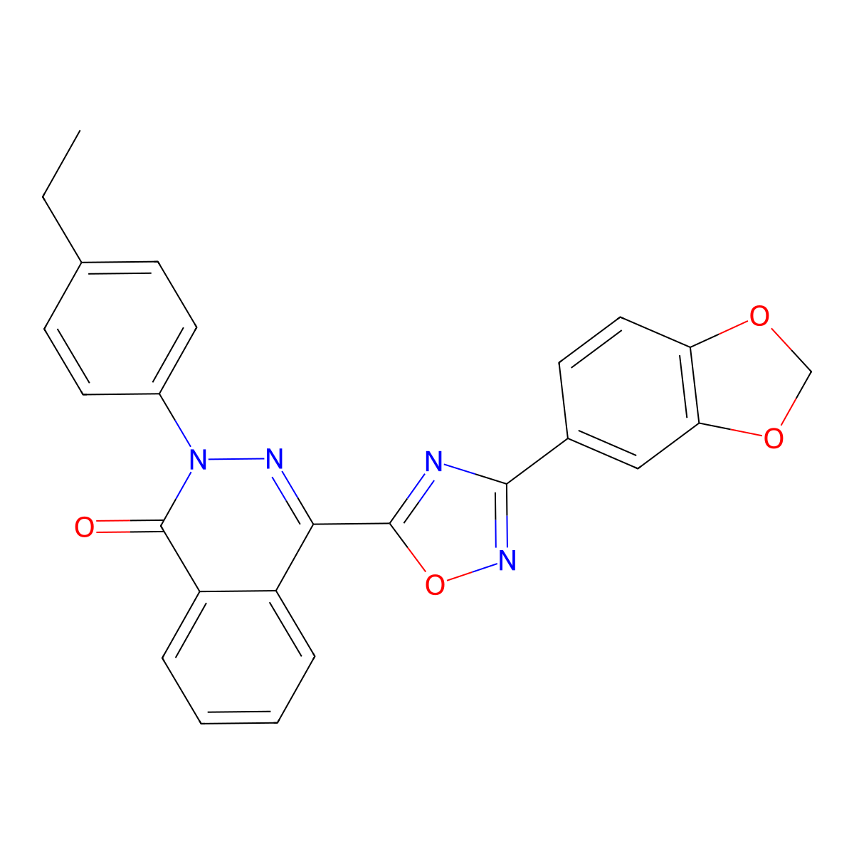 4-(3-(benzo[d][1,3]dioxol-5-yl)-1,2,4-oxadiazol-5-yl)-2-(4-ethylphenyl)phthalazin-1(2H)-one molecular structure, CAS 1358476-01-3