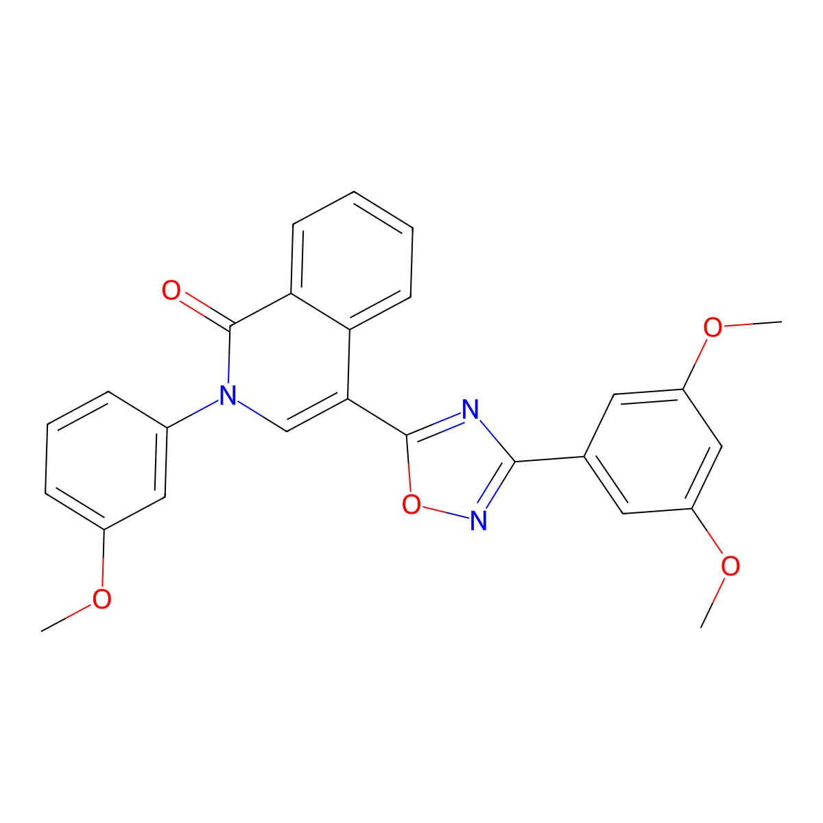 4-[3-(3,5-Dimethoxyphenyl)-1,2,4-oxadiazol-5-yl]-2-(3-methoxyphenyl)-1,2-dihydroisoquinolin-1-one molecular structure, CAS 1358478-72-4