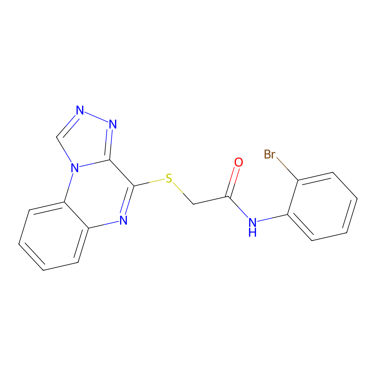 2-([1,2,4]triazolo[4,3-a]quinoxalin-4-ylthio)-N-(2-bromophenyl)acetamide molecular structure, CAS 1358480-97-3