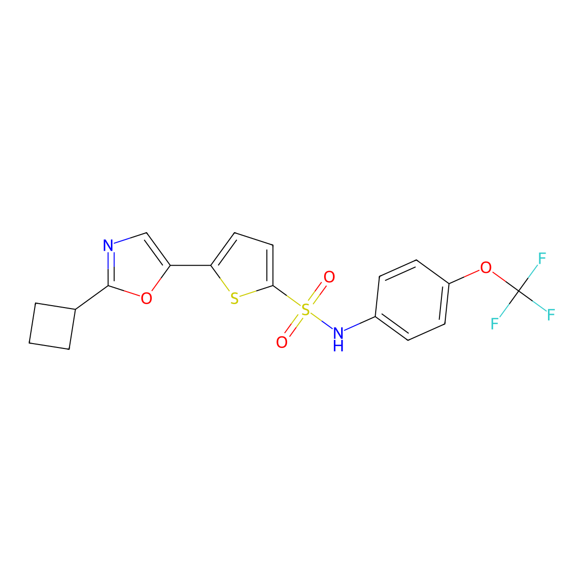5-(2-cyclobutyl-1,3-oxazol-5-yl)-N-[4-(trifluoromethoxy)phenyl]thiophene-2-sulfonamide molecular structure, CAS 1358481-39-6