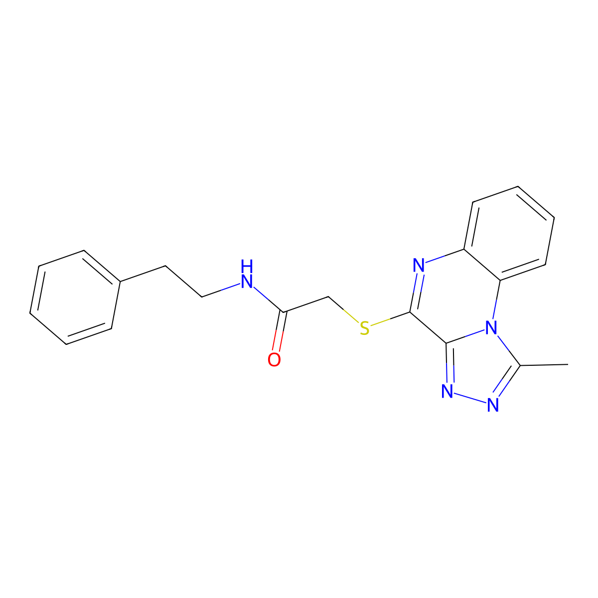 2-((1-methyl-[1,2,4]triazolo[4,3-a]quinoxalin-4-yl)thio)-N-phenethylacetamide molecular structure, CAS 1358481-61-4