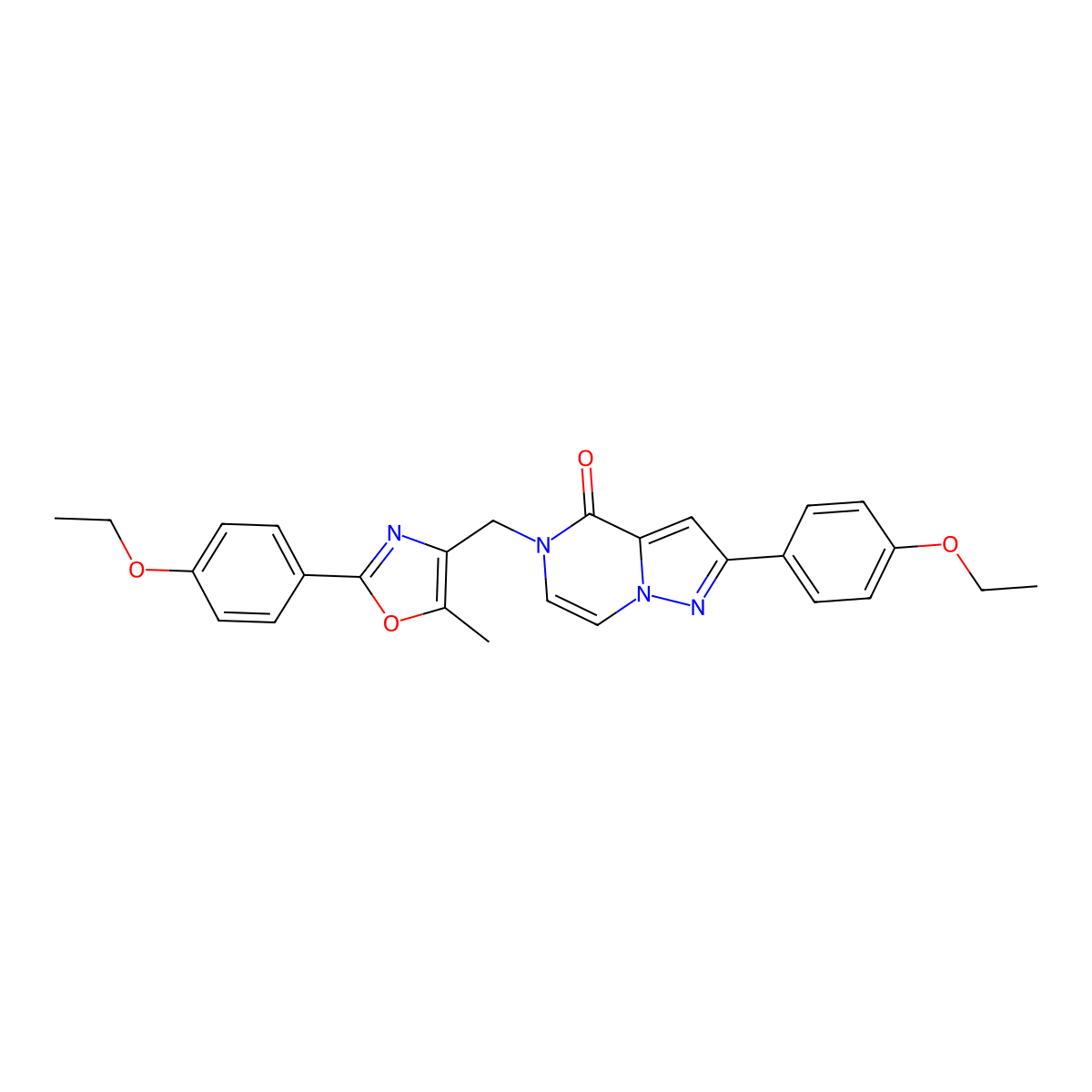 2-(4-ethoxyphenyl)-5-((2-(4-ethoxyphenyl)-5-methyloxazol-4-yl)methyl)pyrazolo[1,5-a]pyrazin-4(5H)-one molecular structure, CAS 1358481-89-6