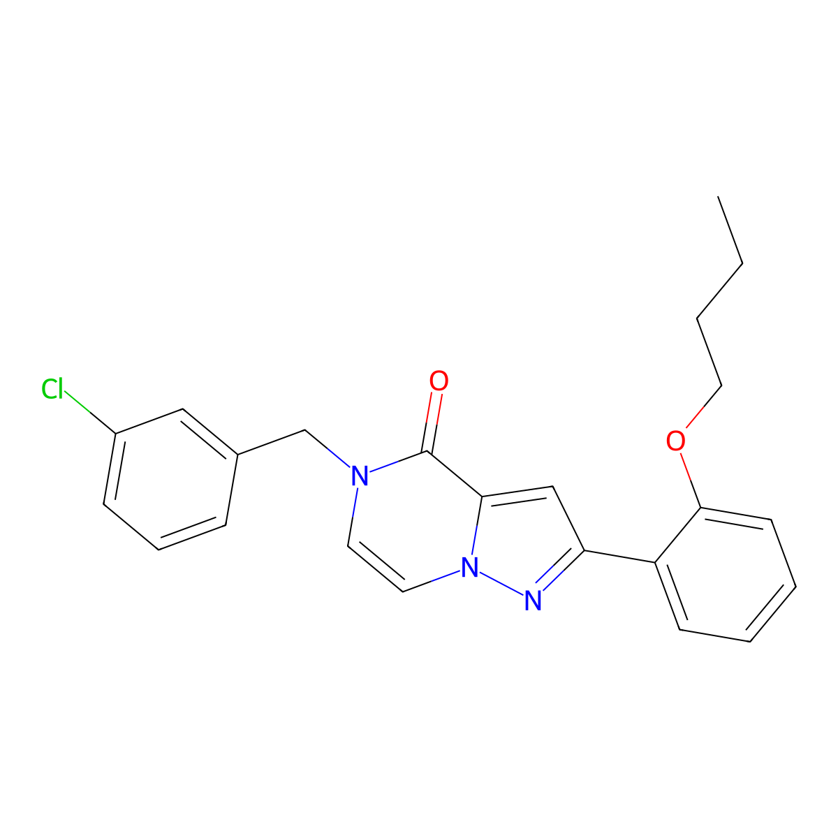 2-(2-butoxyphenyl)-5-(3-chlorobenzyl)pyrazolo[1,5-a]pyrazin-4(5H)-one molecular structure, CAS 1358485-21-8