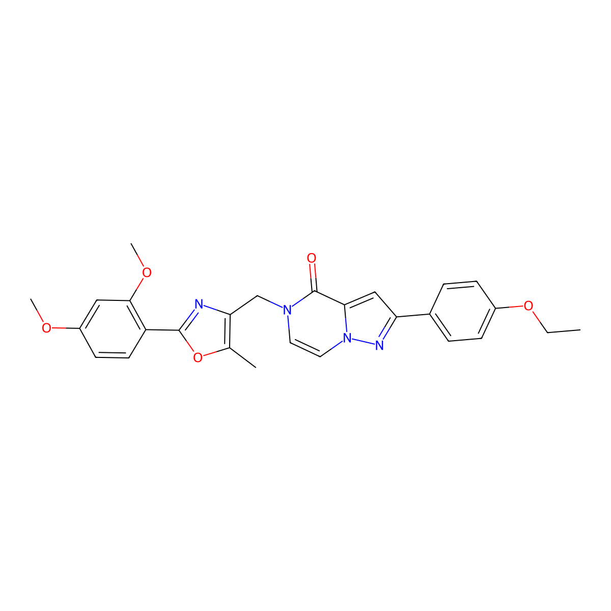 5-{[2-(2,4-dimethoxyphenyl)-5-methyl-1,3-oxazol-4-yl]methyl}-2-(4-ethoxyphenyl)-4H,5H-pyrazolo[1,5-a]pyrazin-4-one molecular structure, CAS 1358485-78-5