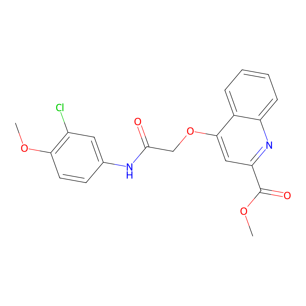 Methyl 4-{[(3-chloro-4-methoxyphenyl)carbamoyl]methoxy}quinoline-2-carboxylate molecular structure, CAS 1358494-96-8