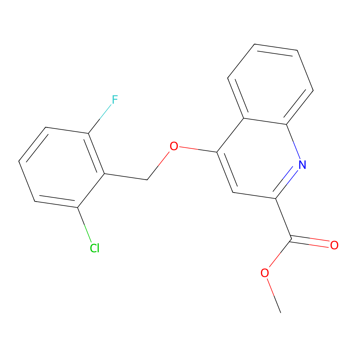Methyl 4-[(2-chloro-6-fluorophenyl)methoxy]quinoline-2-carboxylate molecular structure, CAS 1358495-13-2