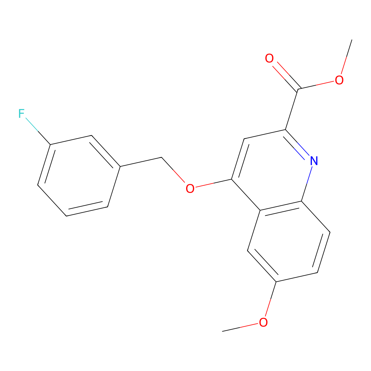 Methyl 4-((3-fluorobenzyl)oxy)-6-methoxyquinoline-2-carboxylate molecular structure, CAS 1358495-68-7