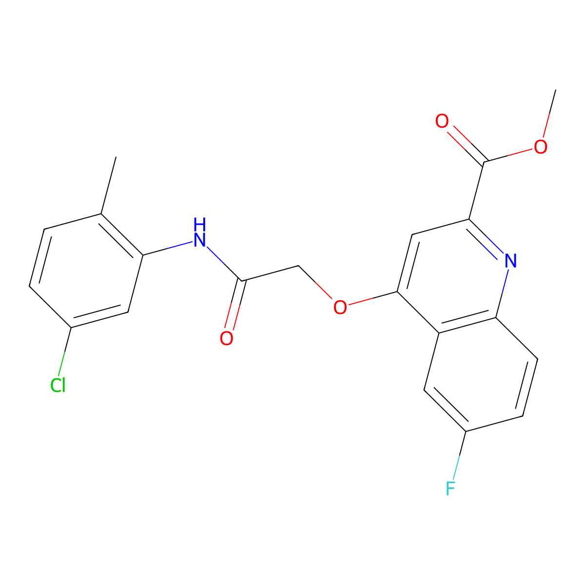 Methyl 4-{[(5-chloro-2-methylphenyl)carbamoyl]methoxy}-6-fluoroquinoline-2-carboxylate molecular structure, CAS 1358495-84-7