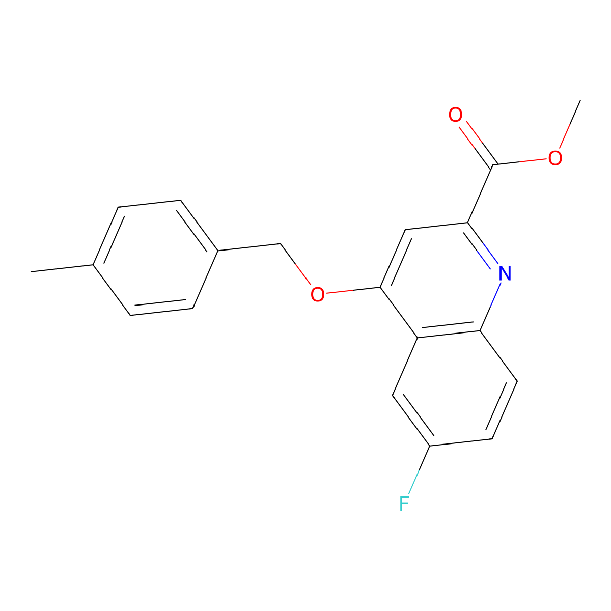 Methyl 6-fluoro-4-[(4-methylphenyl)methoxy]quinoline-2-carboxylate molecular structure, CAS 1358496-06-6