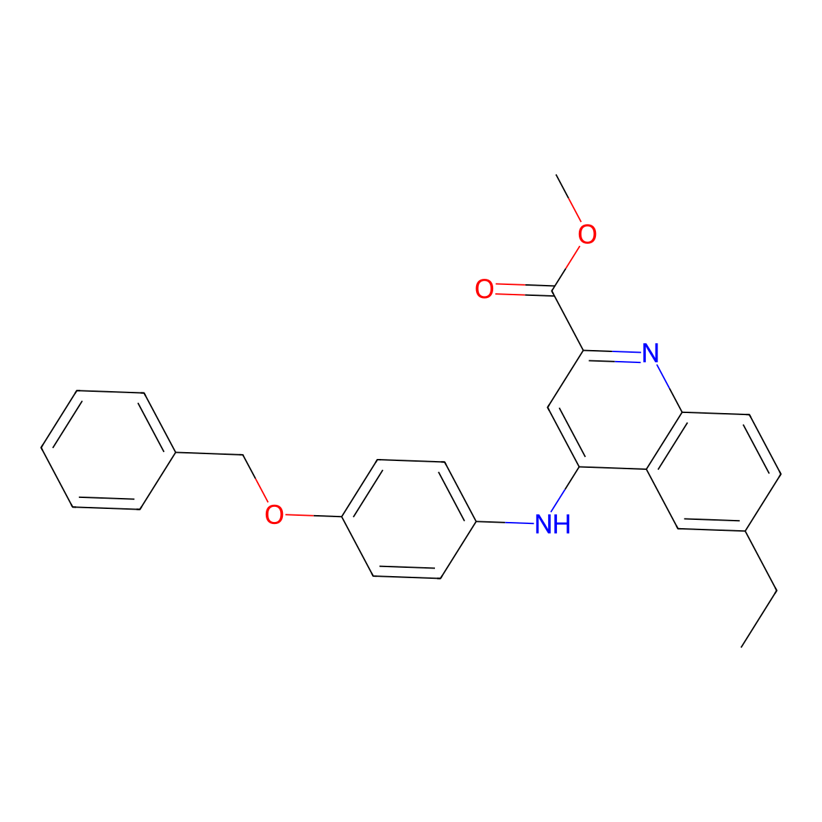 Methyl 4-{[4-(benzyloxy)phenyl]amino}-6-ethylquinoline-2-carboxylate molecular structure, CAS 1358497-17-2