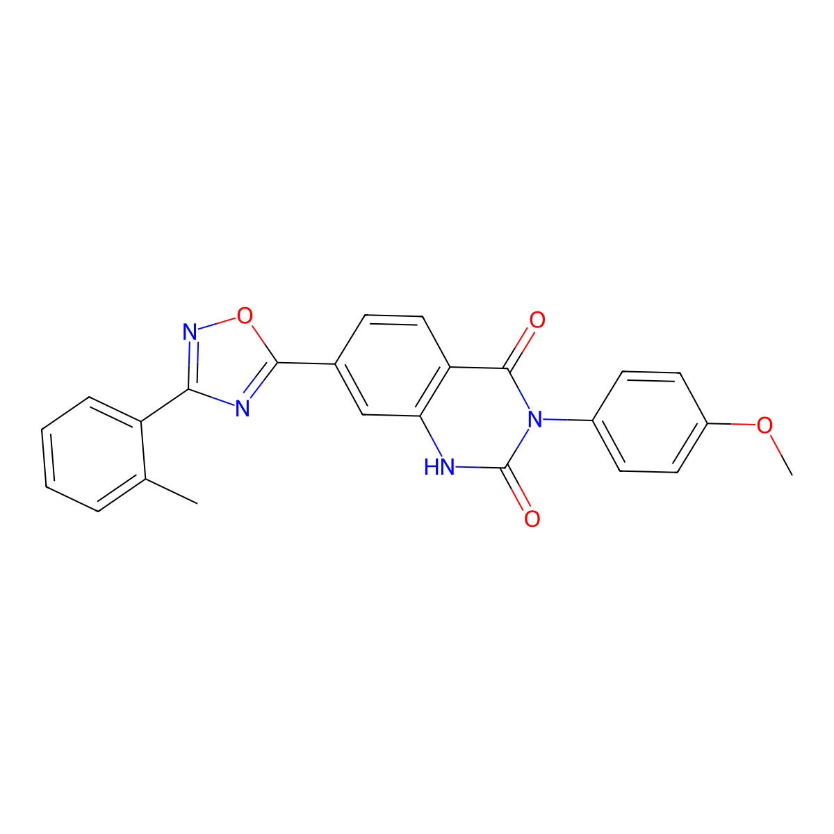 3-(4-methoxyphenyl)-7-(3-(o-tolyl)-1,2,4-oxadiazol-5-yl)quinazoline-2,4(1H,3H)-dione molecular structure, CAS 1358499-17-8