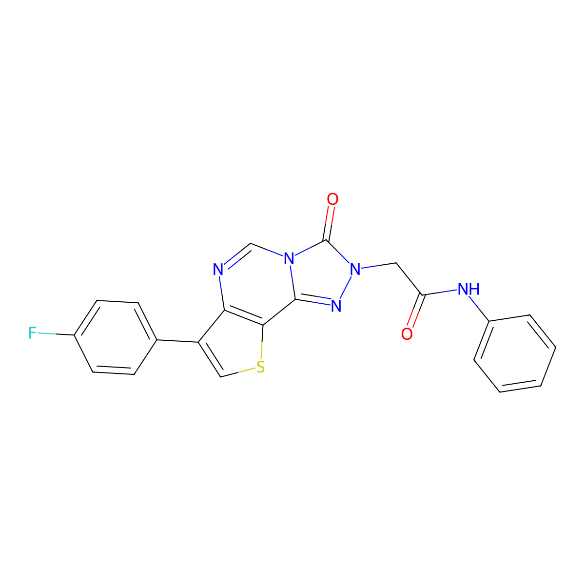 2-[10-(4-fluorophenyl)-5-oxo-12-thia-3,4,6,8-tetraazatricyclo[7.3.0.0^{2,6}]dodeca-1(9),2,7,10-tetraen-4-yl]-N-phenylacetamide molecular structure, CAS 1358504-35-4