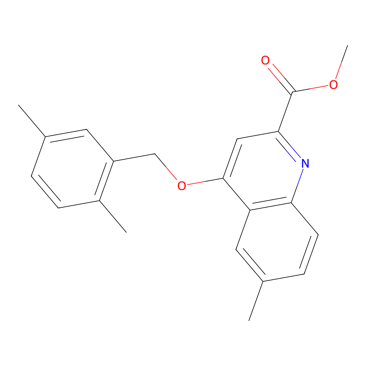 Methyl 4-[(2,5-dimethylphenyl)methoxy]-6-methylquinoline-2-carboxylate molecular structure, CAS 1358504-75-2