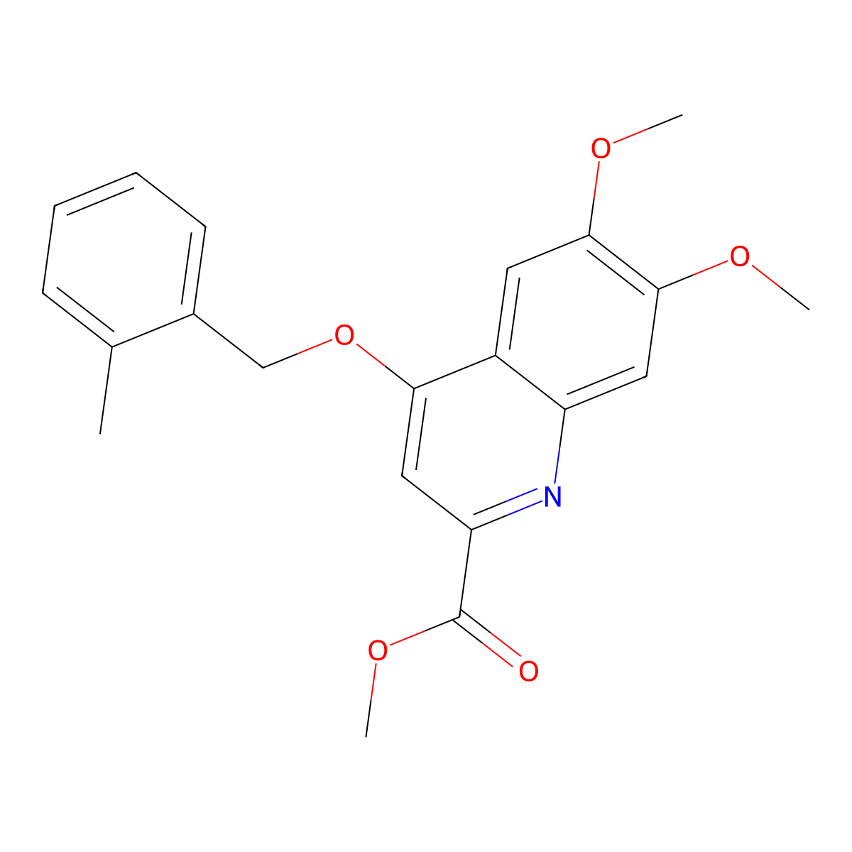 Methyl 6,7-dimethoxy-4-[(2-methylphenyl)methoxy]quinoline-2-carboxylate molecular structure, CAS 1358504-92-3