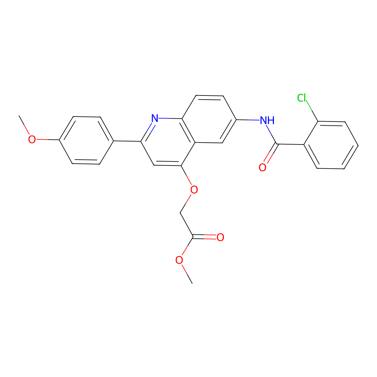 Methyl 2-{[6-(2-chlorobenzamido)-2-(4-methoxyphenyl)quinolin-4-YL]oxy}acetate molecular structure, CAS 1358513-24-2