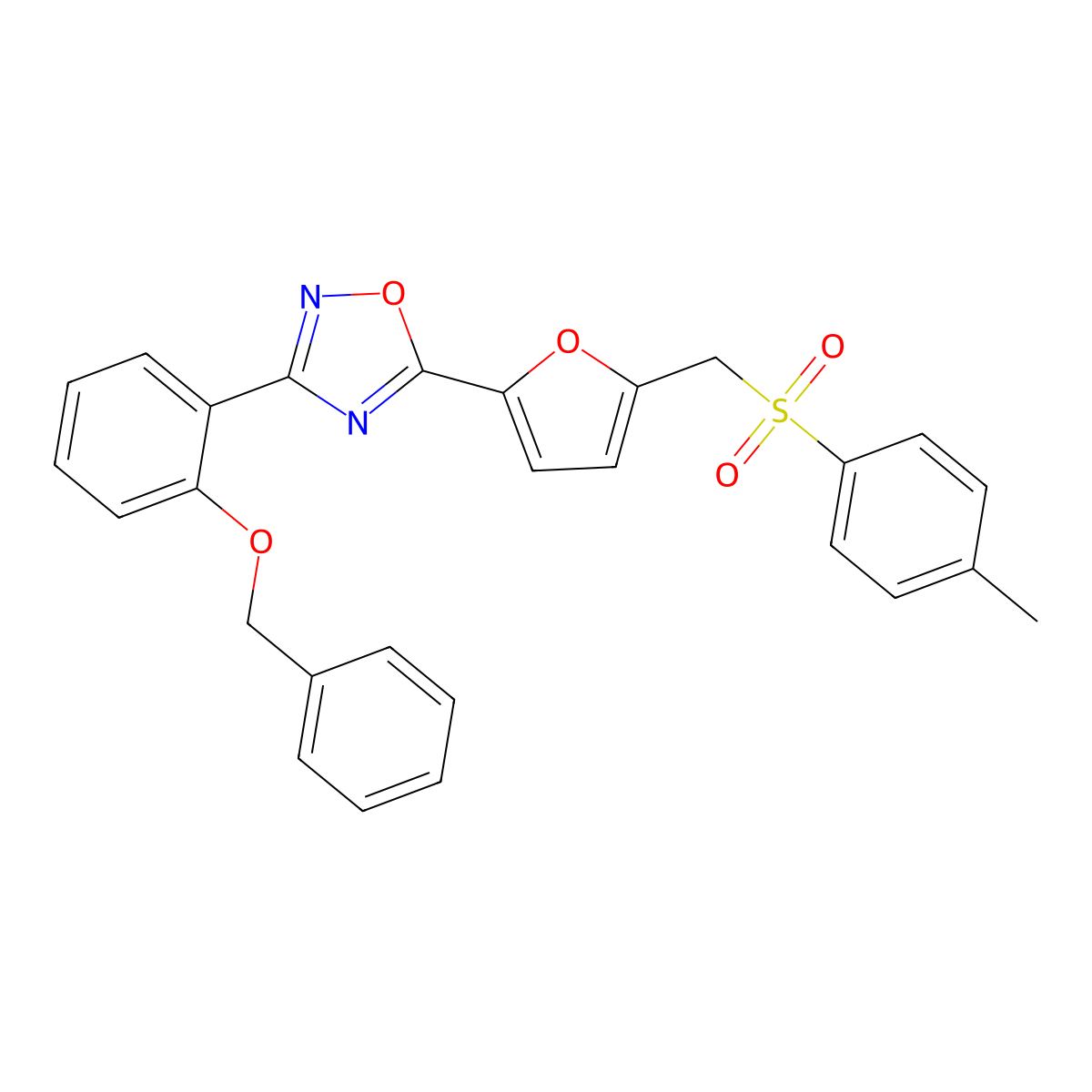 3-(2-(Benzyloxy)phenyl)-5-(5-(tosylmethyl)furan-2-yl)-1,2,4-oxadiazole molecular structure, CAS 1358517-13-1