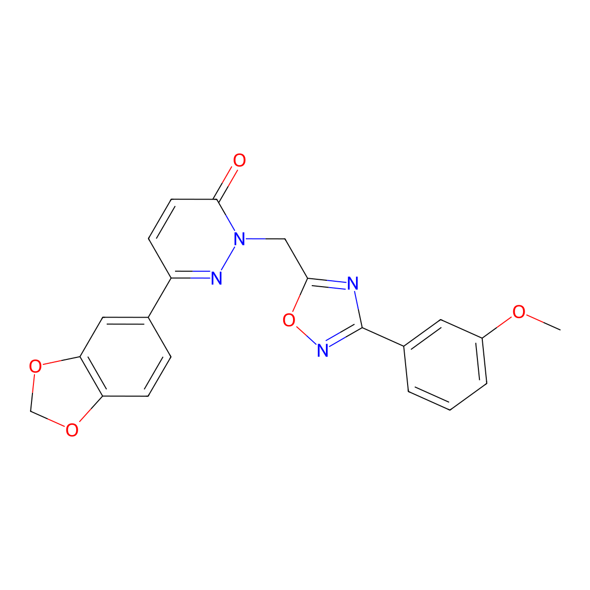 6-(2H-1,3-Benzodioxol-5-YL)-2-{[3-(3-methoxyphenyl)-1,2,4-oxadiazol-5-YL]methyl}-2,3-dihydropyridazin-3-one molecular structure, CAS 1358517-85-7