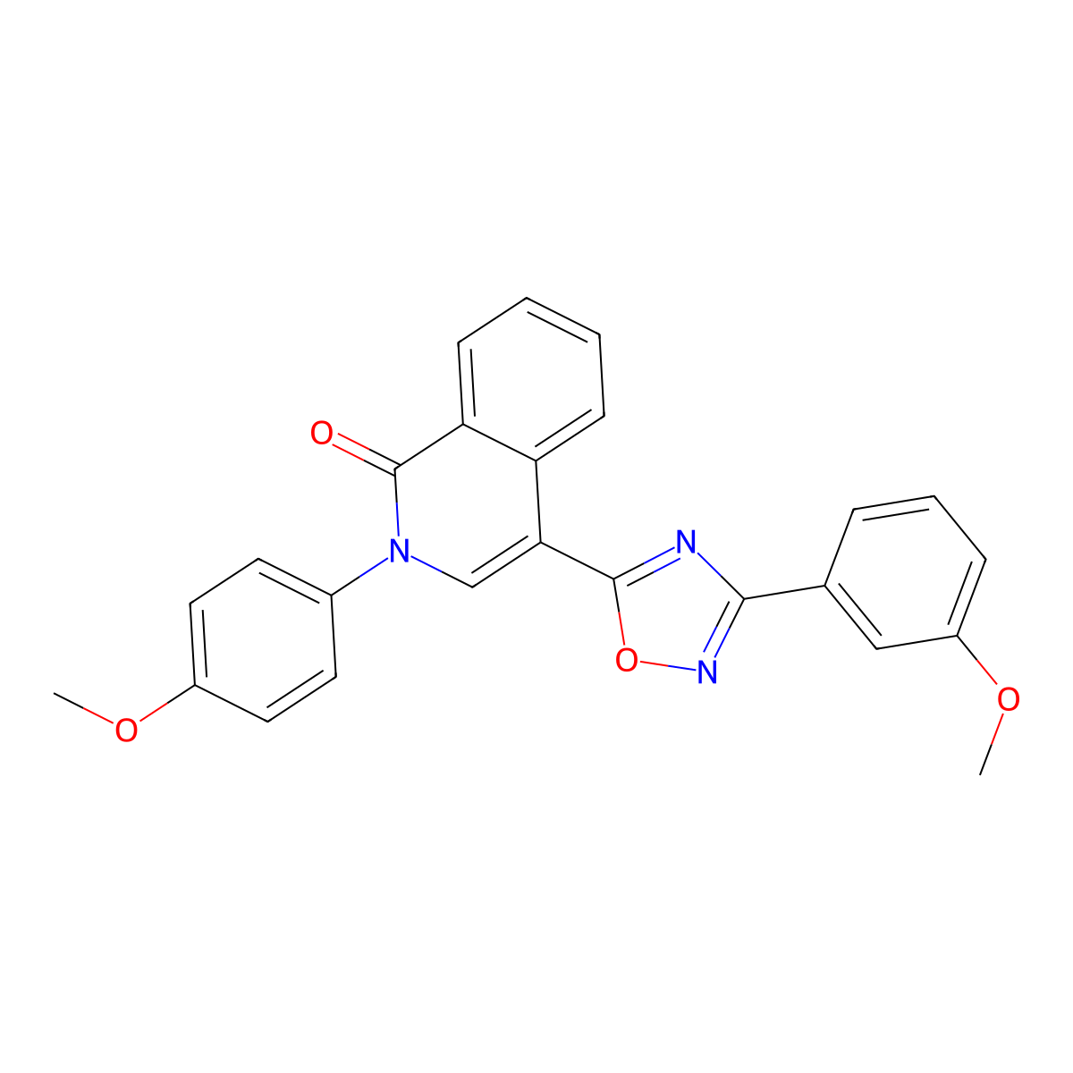 2-(4-Methoxyphenyl)-4-[3-(3-methoxyphenyl)-1,2,4-oxadiazol-5-yl]-1,2-dihydroisoquinolin-1-one molecular structure, CAS 1358519-59-1