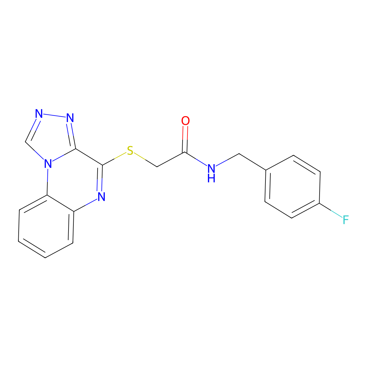 2-([1,2,4]triazolo[4,3-a]quinoxalin-4-ylthio)-N-(4-fluorobenzyl)acetamide molecular structure, CAS 1358521-01-3