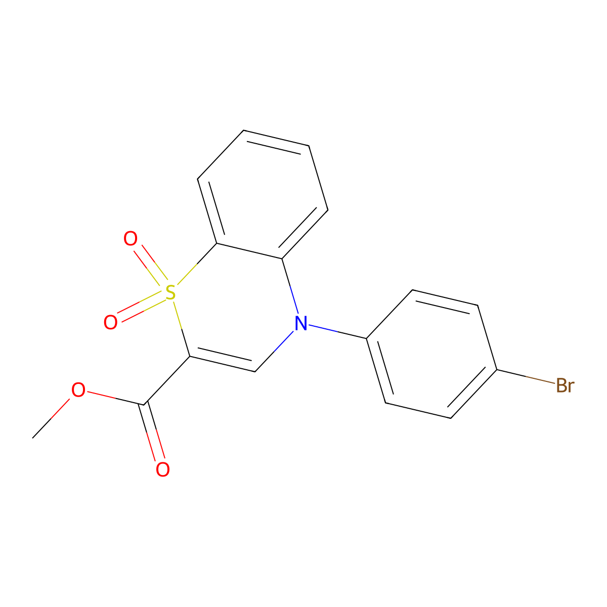 methyl 4-(4-bromophenyl)-4H-1,4-benzothiazine-2-carboxylate 1,1-dioxide molecular structure, CAS 1358522-09-4